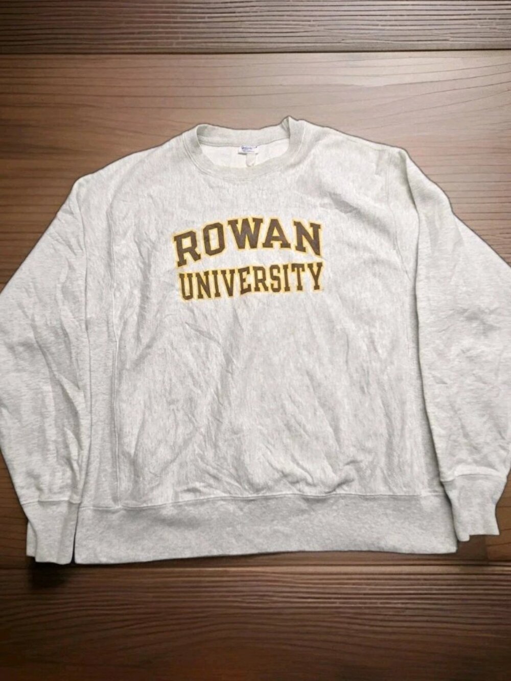 Champion Reverse Weave Rowan University Crewneck Sweatshirt Gray Large